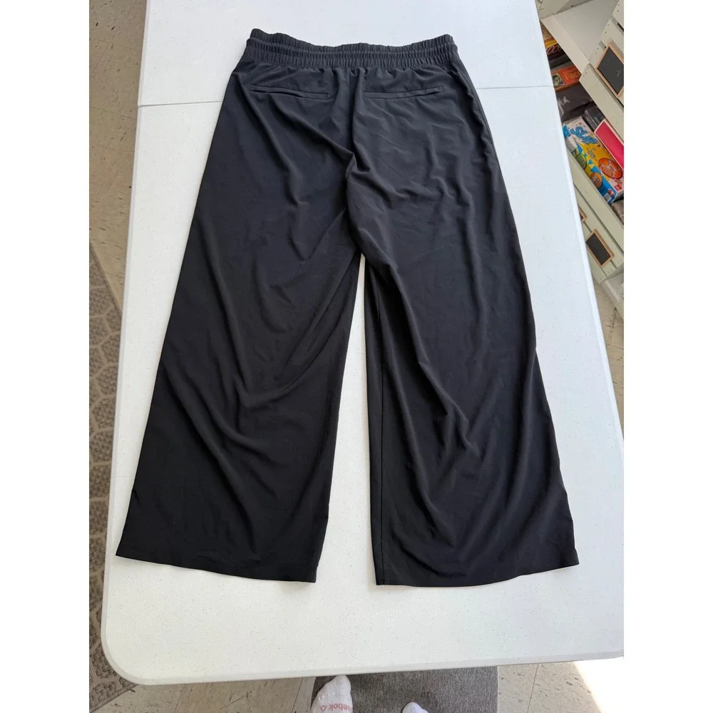 Athleta Brooklyn Wide Leg Pants Black Drawstring Crop Style 657598 Size 8 - Picture 10 of 11